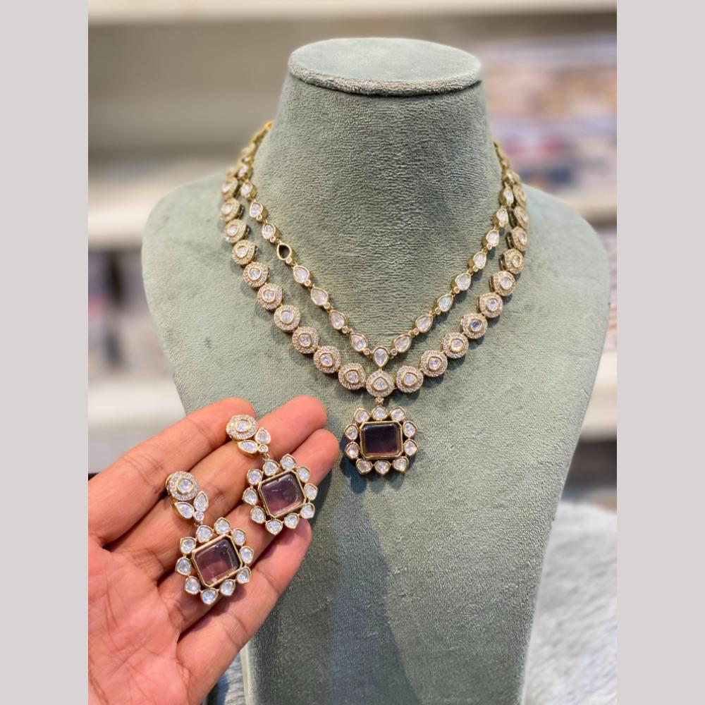 Hira Collections Wedding Wear Polki Kundan Stone Necklace Set