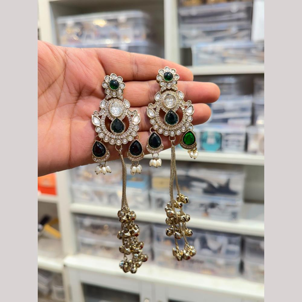 Hira Collections Heritage Polki Kundan Kashmiri Ghungroo Dangler Earrings