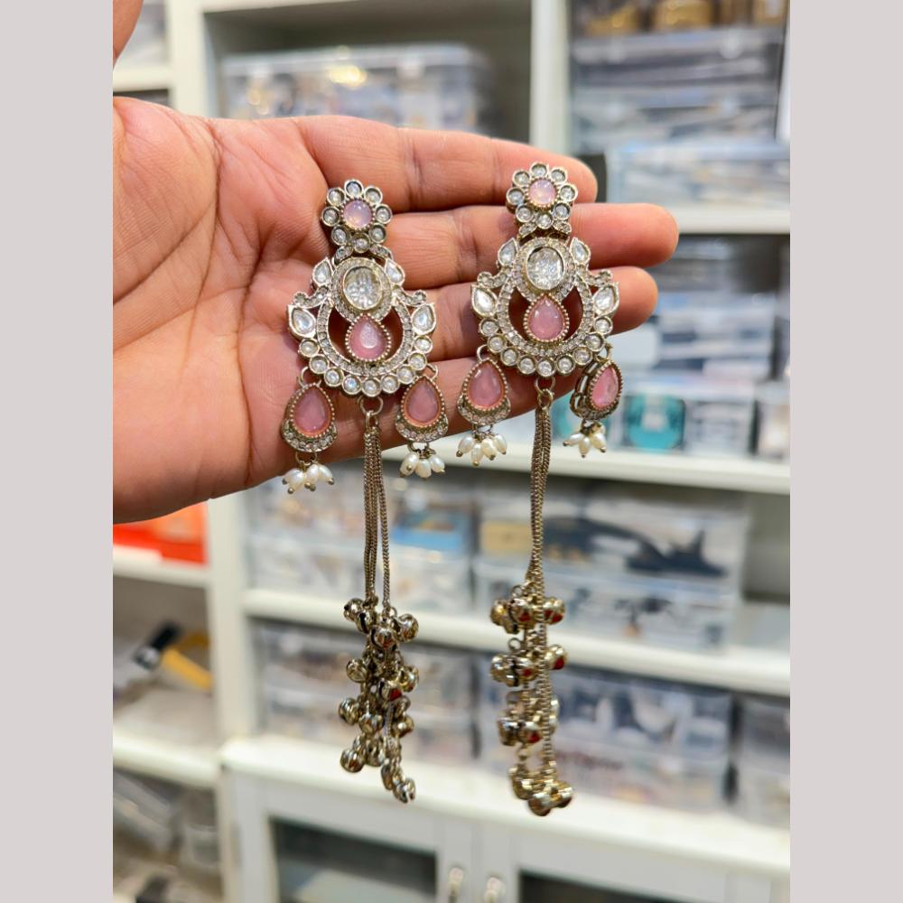 Hira Collections Heritage Polki Kundan Kashmiri Ghungroo Dangler Earrings