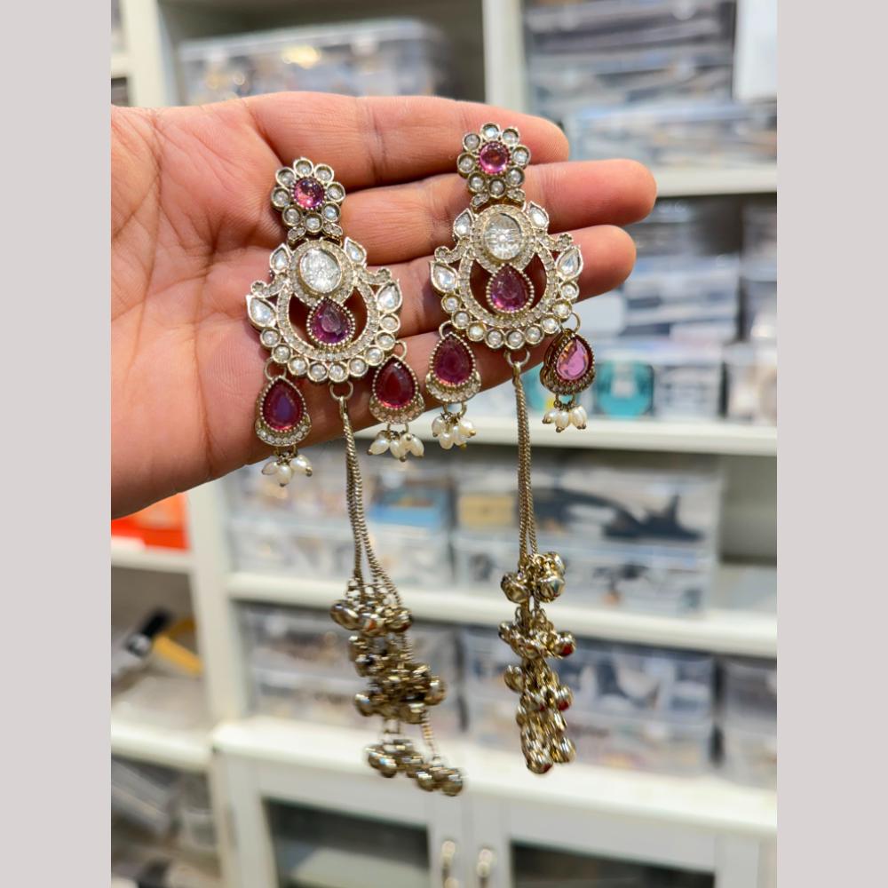 Hira Collections Heritage Polki Kundan Kashmiri Ghungroo Dangler Earrings