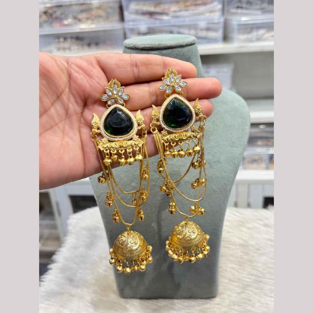 Hira Collections Heritage Polki Kundan Kashmiri Ghungroo Jhumki Earrings