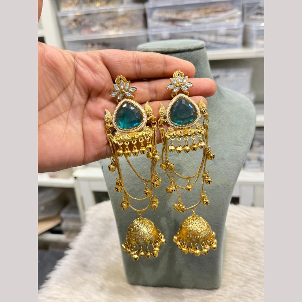 Hira Collections Heritage Polki Kundan Kashmiri Ghungroo Jhumki Earrings