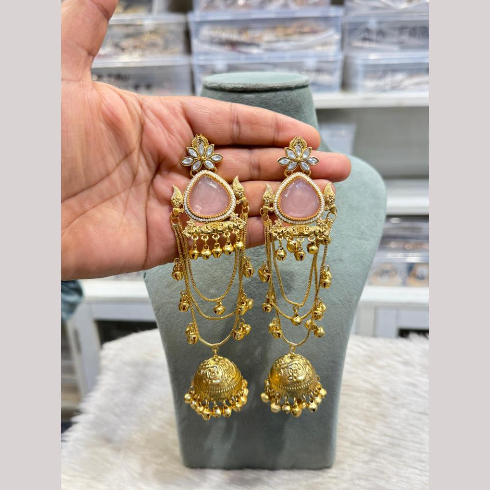 Hira Collections Heritage Polki Kundan Kashmiri Ghungroo Jhumki Earrings