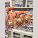 Hira Collections Stylish Crystal Stone And Pearl Dangler Earrings With Maang Tikka