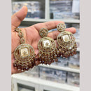 Hira Collections Stylish Crystal Stone And Pearl Dangler Earrings With Maang Tikka