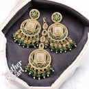 Hira Collections Stylish Crystal Stone And Pearl Dangler Earrings With Maang Tikka