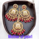 Hira Collections Stylish Crystal Stone And Pearl Dangler Earrings With Maang Tikka