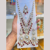 Hira Collection Glamorous Kundan Stone And Beads Long Necklace Set With Ring