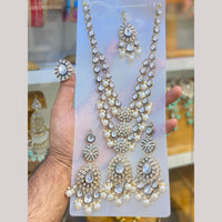 Hira Collection Glamorous Kundan Stone And Beads Long Necklace Set With Ring