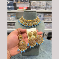 Hira Collections Premium Crystal Stone And Beads Choker Necklace Set