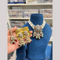 Hira Collections Premium Kundan Stone And Beads Choker Necklace Set