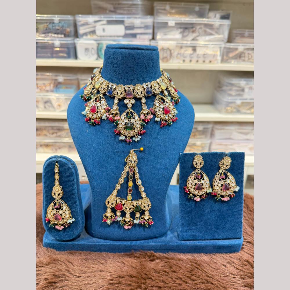 Hira Collections Heritage Polki Kundan And Pearl Designer Choker Necklace Set
