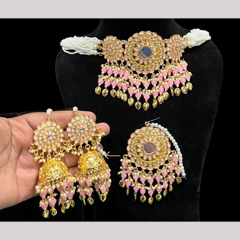 Hira Collections Premium Kundan Stone And Beads Choker Necklace Set