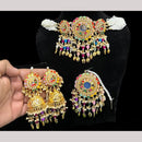 Hira Collections Premium Kundan Stone And Beads Choker Necklace Set