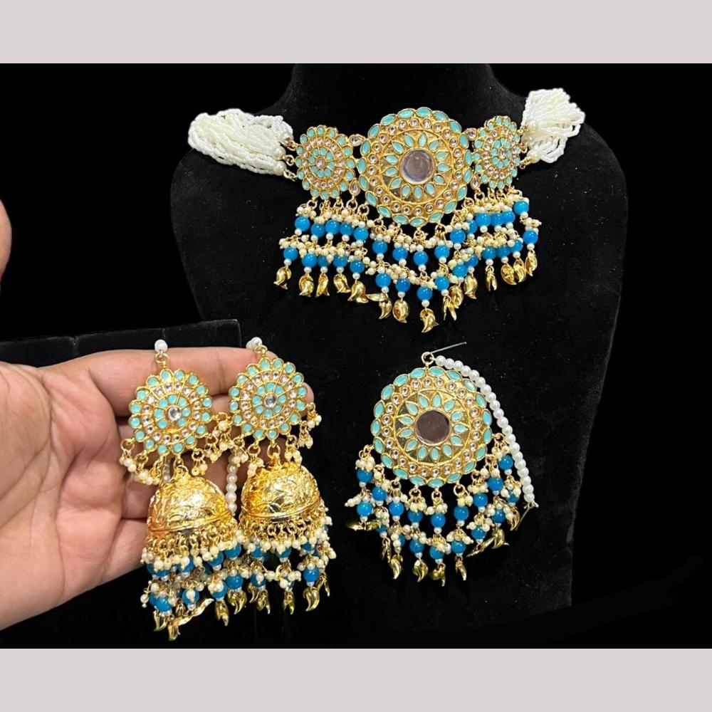 Hira Collections Premium Kundan Stone And Beads Choker Necklace Set