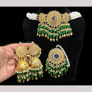 Hira Collections Premium Kundan Stone And Beads Choker Necklace Set