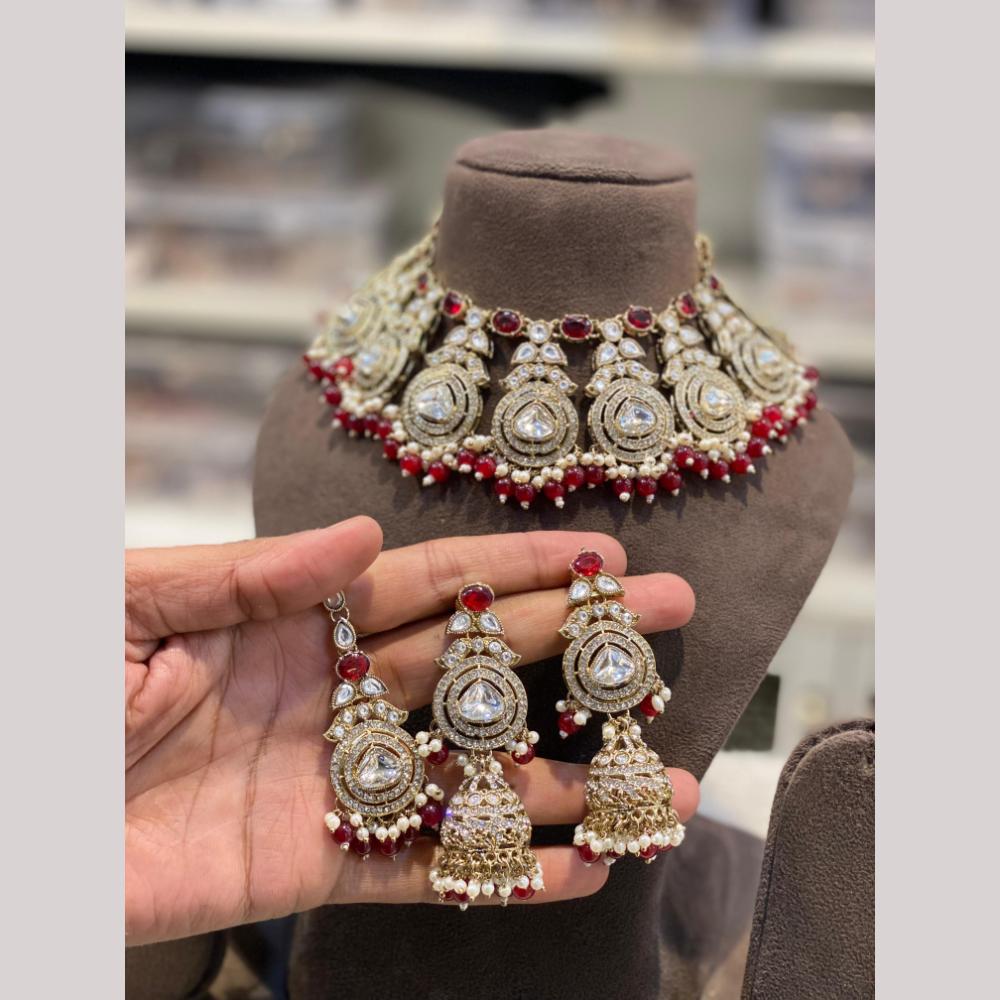 Hira Collections Heritage Polki Kundan And Pearl Designer Choker Necklace Set