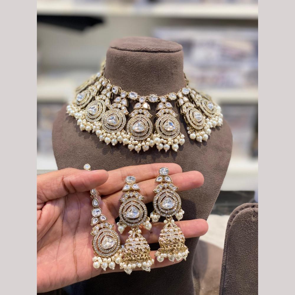 Hira Collections Heritage Polki Kundan And Pearl Designer Choker Necklace Set