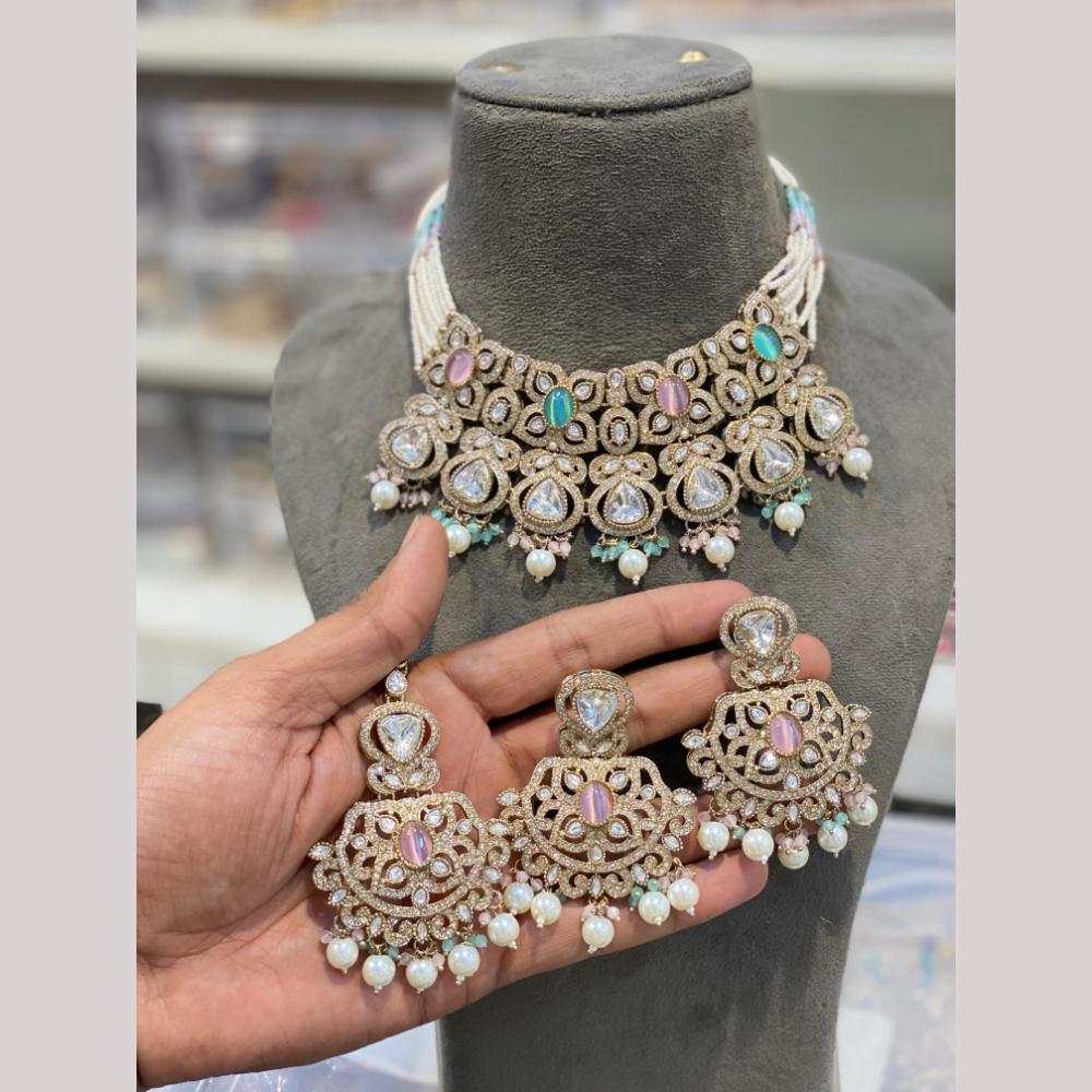 Hira Collections Heritage Polki Kundan And Pearl Designer Choker Necklace Set