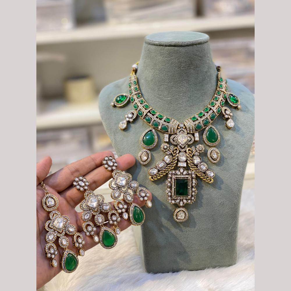 Hira Collections Royal Polki Kundan Stone Designer Necklace Set