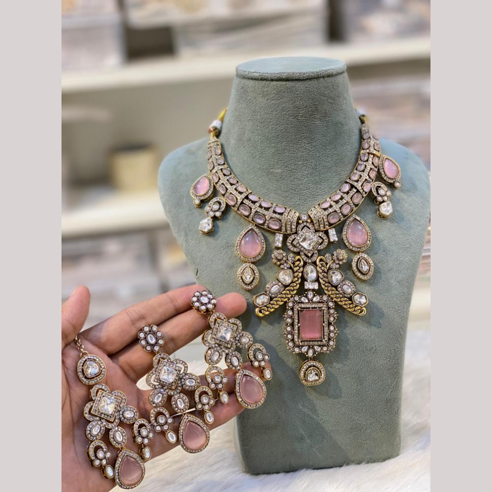 Hira Collections Royal Polki Kundan Stone Designer Necklace Set