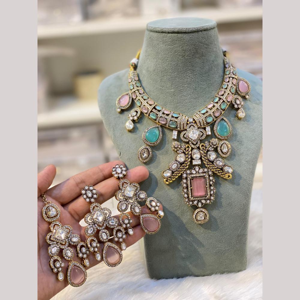 Hira Collections Royal Polki Kundan Stone Designer Necklace Set