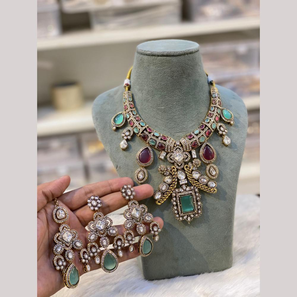 Hira Collections Royal Polki Kundan Stone Designer Necklace Set