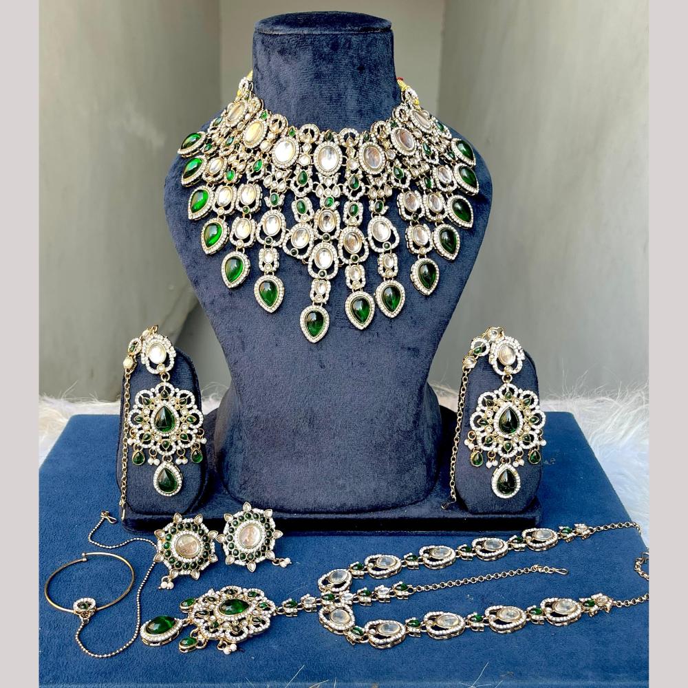 Hira Collections Designer Kundan Stone Semi Bridal Necklace Set