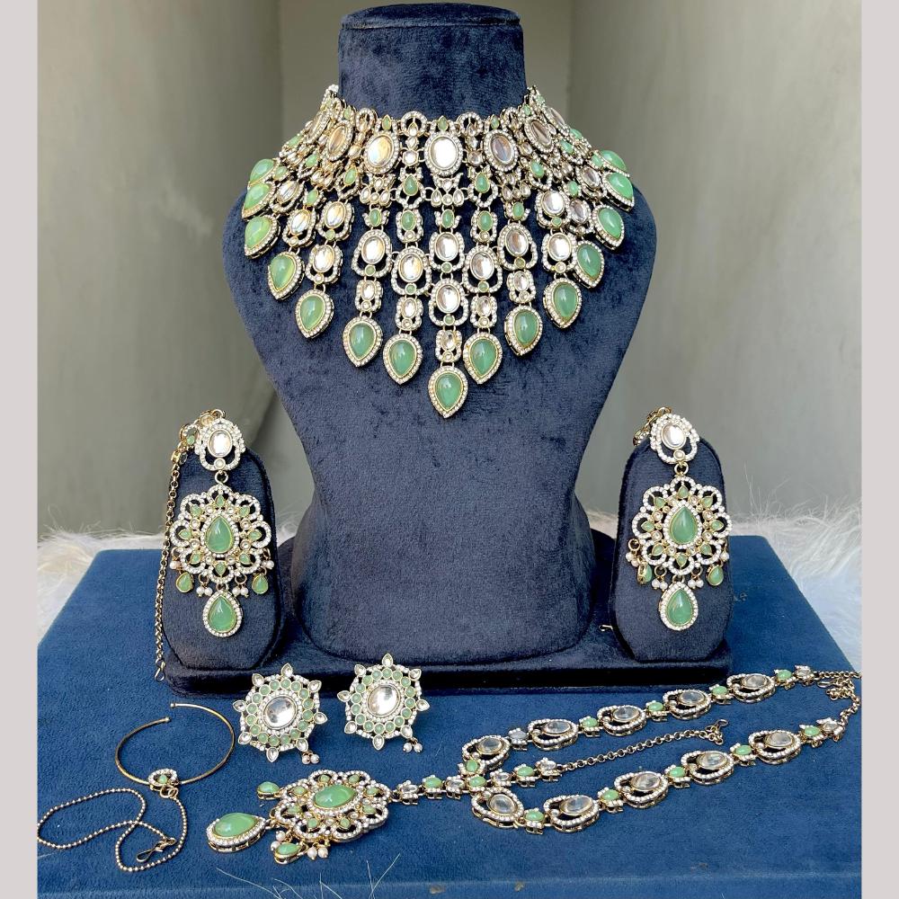 Hira Collections Designer Kundan Stone Semi Bridal Necklace Set