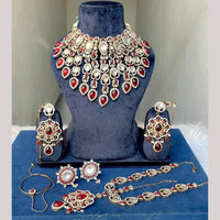 Hira Collections Designer Kundan Stone Semi Bridal Necklace Set
