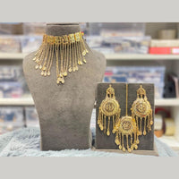 Hira Collections Traditional Gold Finish Choker Necklace Jewellery Set  
