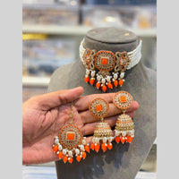 Hira Collections Beautiful Crystal Stone And Beads Choker Necklace Set