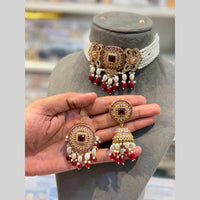 Hira Collections Beautiful Crystal Stone And Beads Choker Necklace Set