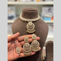 Hira Collections Beautiful Crystal Stone And Beads Choker Necklace Set