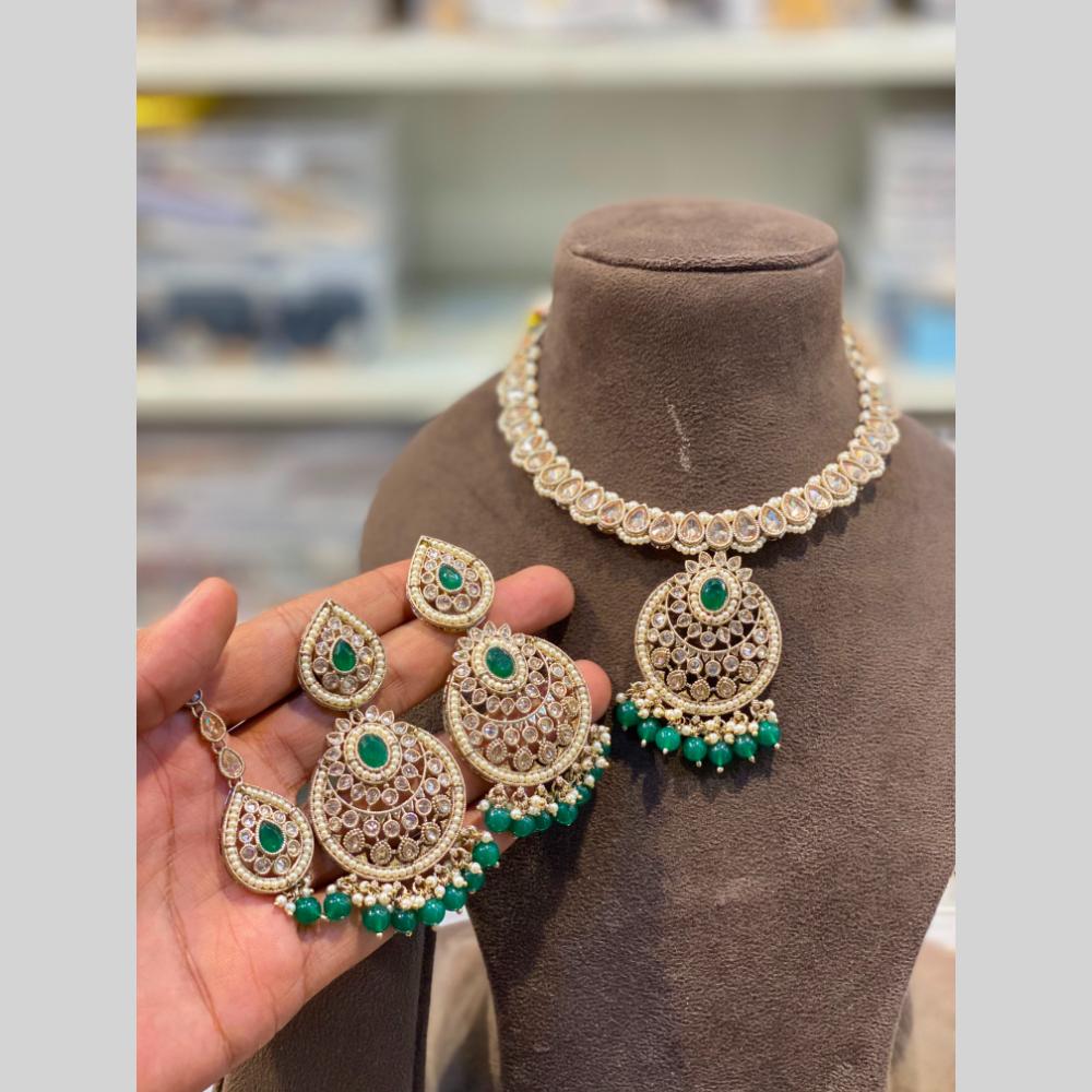 Hira Collections Beautiful Crystal Stone And Beads Choker Necklace Set