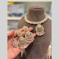 Hira Collections Beautiful Crystal Stone And Beads Choker Necklace Set