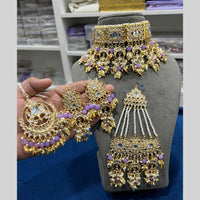Hira Collections Royal Kundan Stone And Beads Choker Necklace Set