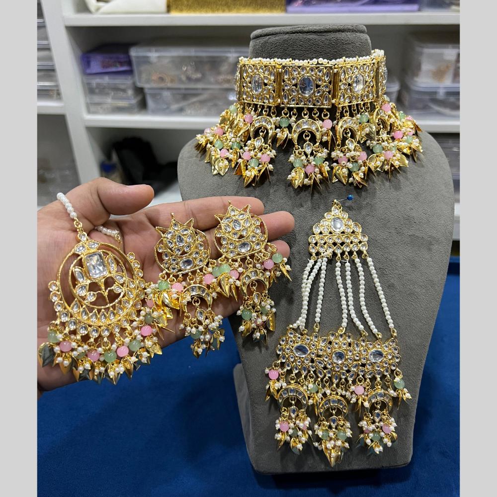 Hira Collections Royal Kundan Stone And Beads Choker Necklace Set