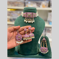 Hira Collections Beautiful Crystal Stone And Beads Choker Necklace Set