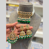 Hira Collections Beautiful Crystal Stone And Beads Choker Necklace Set