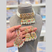 Hira Collections Beautiful Crystal Stone And Beads Choker Necklace Set