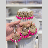 Hira Collections Beautiful Crystal Stone And Beads Choker Necklace Set