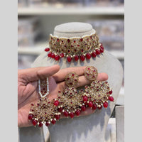 Hira Collections Beautiful Crystal Stone And Beads Choker Necklace Set
