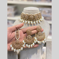 Hira Collections Beautiful Crystal Stone And Beads Choker Necklace Set