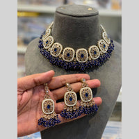Hira Collections Beautiful Crystal Stone And Pearl Choker Necklace Set