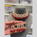 Hira Collections Beautiful Crystal Stone And Pearl Choker Necklace Set