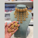 Hira Collections Traditional Gold Finish Choker Necklace Jewellery Set  