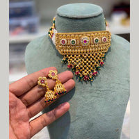 Hira Collections Beautiful Crystal Stone And Pearl Choker Necklace Set