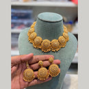 Hira Collections Traditional Gold Finish Pearl Choker Necklace Jewellery Set  