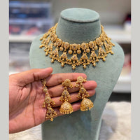 Hira Collections Beautiful Crystal Stone And Pearl Choker Necklace Set